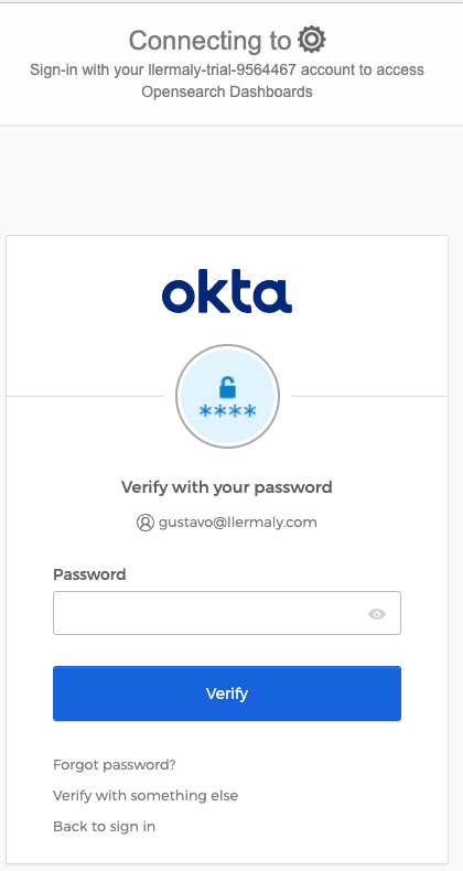 Okta Login page.