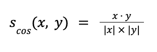 Cosine similarity formula.