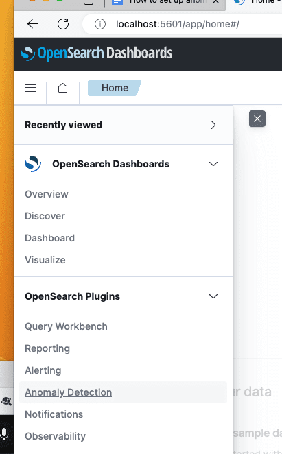 How to configure anomaly detection. Opensearch Plugins => Anomaly detection.